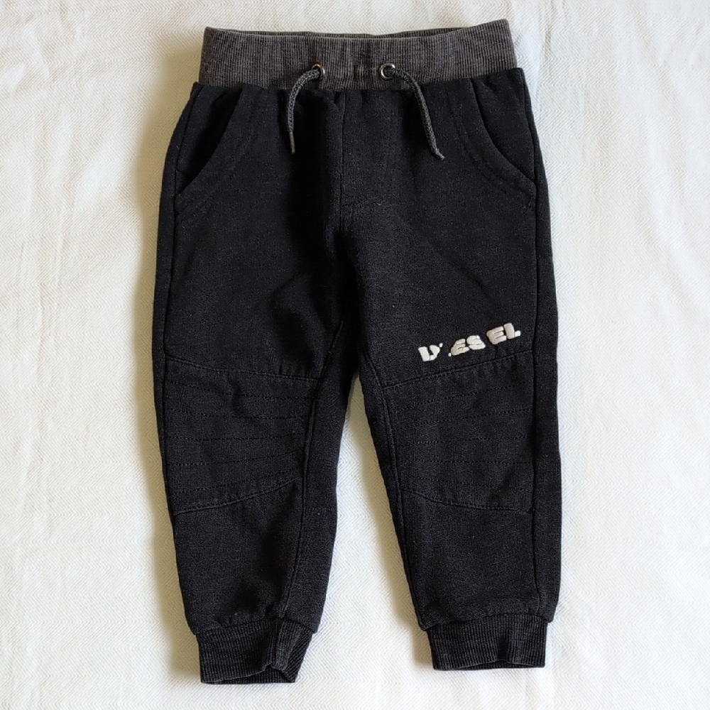 DIESEL black moto style comfy joggers sweatpants 2T toddler boys